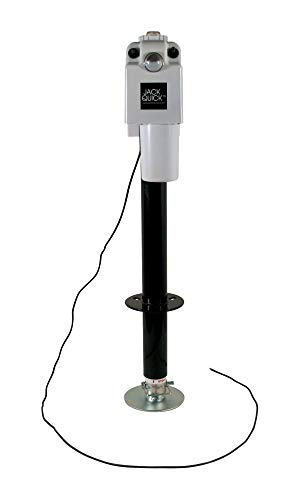 Quick Products JQ-3500W Power A-Frame Electric Tongue Jack with LED Work Light and Permanent Ground Wiring for Camper Trailer, RV - 3,650 lbs. Capacity (Higher then Standard 3,500 lbs. Jack!), White