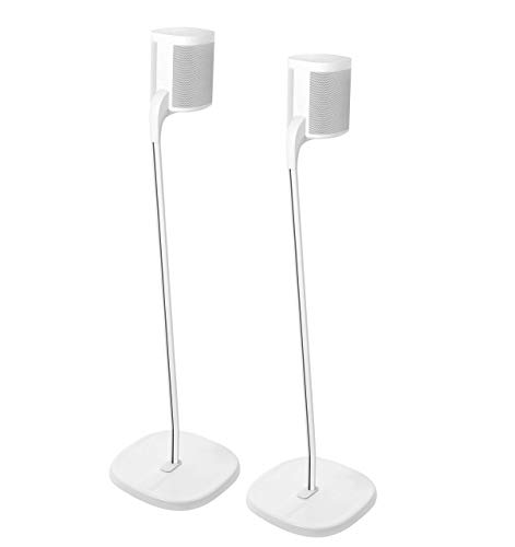GT STUDIO SONOS Speaker Stands for SONOS One, One SL, PLAY:1, PLAY:3, Premium Design Improves Surround Sound, Heavy Base, Complete Cord Concealment - (Pair, White)