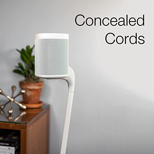 GT STUDIO SONOS Speaker Stands for SONOS One, One SL, PLAY:1, PLAY:3, Premium Design Improves Surround Sound, Heavy Base, Complete Cord Concealment - (Pair, White)
