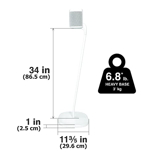 GT STUDIO SONOS Speaker Stands for SONOS One, One SL, PLAY:1, PLAY:3, Premium Design Improves Surround Sound, Heavy Base, Complete Cord Concealment - (Pair, White)