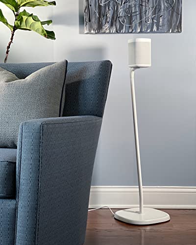 GT STUDIO SONOS Speaker Stands for SONOS One, One SL, PLAY:1, PLAY:3, Premium Design Improves Surround Sound, Heavy Base, Complete Cord Concealment - (Pair, White)