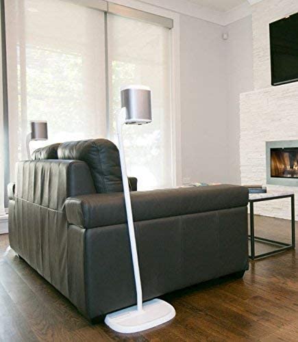 GT STUDIO SONOS Speaker Stands for SONOS One, One SL, PLAY:1, PLAY:3, Premium Design Improves Surround Sound, Heavy Base, Complete Cord Concealment - (Pair, White)