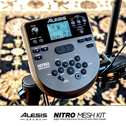 Alesis Drums Nitro Mesh Kit - Electric Drum Set with USB MIDI Connectivity, Drum Pads, Kick Pedal and Rubber Kick Drum, 40 Kits and 385 Sounds