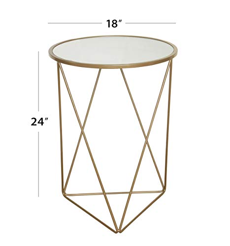 HomePop Geometric Shape Metal Accent Table, Gold, 18.24 in x 24 in x 18 in