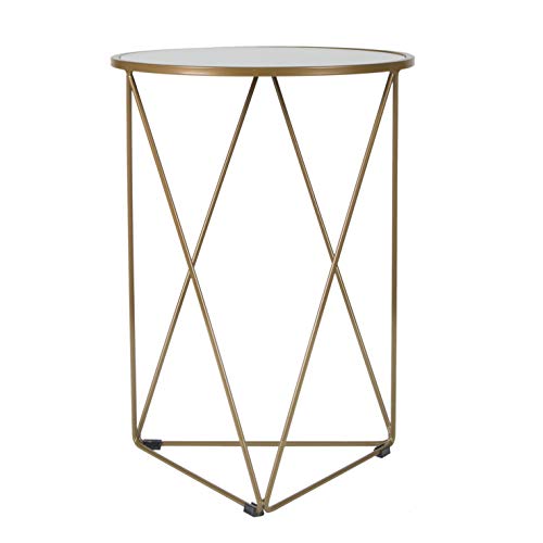 HomePop Geometric Shape Metal Accent Table, Gold, 18.24 in x 24 in x 18 in