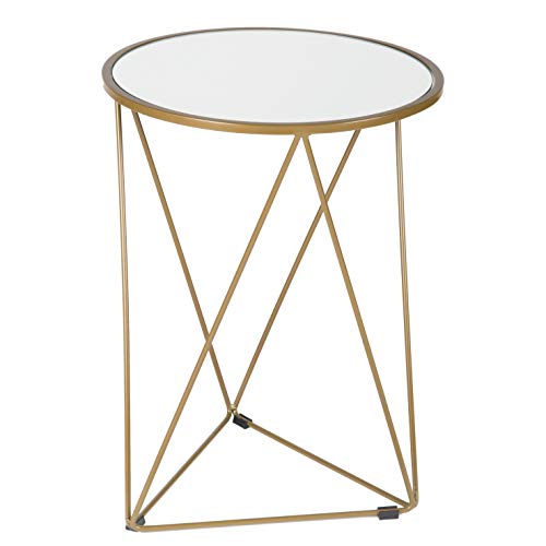 HomePop Geometric Shape Metal Accent Table, Gold, 18.24 in x 24 in x 18 in