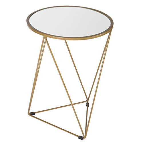 HomePop Geometric Shape Metal Accent Table, Gold, 18.24 in x 24 in x 18 in