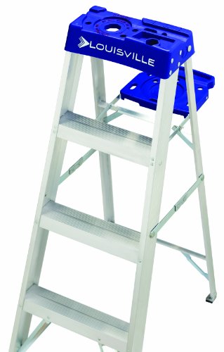 Louisville Ladder Louisville AS2100, 250 lb, 3 in Width X 3 in Depth Non-Conductive Rail, 5 Rung 6-Foot Aluminum Step Ladder, 250-Pound Capacity, AS2106, 6-Feet, 6 Ft