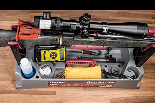 Tipton Gun Butler with Non-Marring Cleaning Forks and Storage Compartments for Secure Firearm Cleaning and Maintenance Green