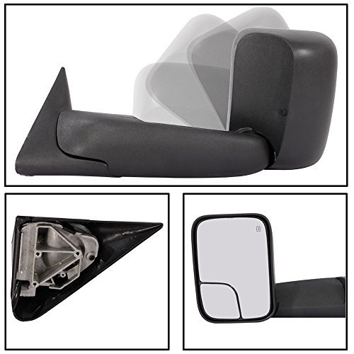Pair Towing Mirrors Replacement for 1998-2001 Dodge Ram 1500 1998-2002 Dodge Ram 2500 3500 Truck Power Heated Flip Up Extendable Side Tow Mirrors with Support Brackets