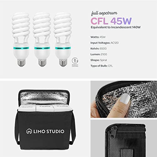 LimoStudio, 700W Output Lighting Series, LMS103, Soft Continuous Lighting Kit for White and Black Umbrella Reflector with Accessory and Carry Bag
