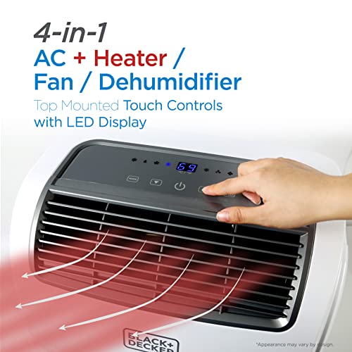 BLACK+DECKER Air Conditioner, 14,000 BTU Air Conditioner Portable for Room and Heater up to 700 Sq. Ft. with Remote Control, White