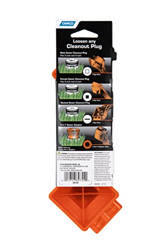 Camco RhinoFLEX 6-in-1 RV Sewer Wrench | Compatible with 3-Inch and 4-Inch Male or Female Sewer Clean-out Plugs, Slotted or Flush Sewer Plugs, and All Camco 4-in-1 Adapters (39755)