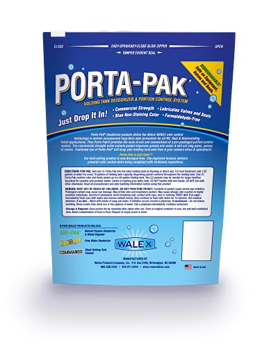 Walex Porta-Pak RV Black Holding Tank Deodorizer Drop-Ins, Fresh Scent, 10 Deodorizing Packets