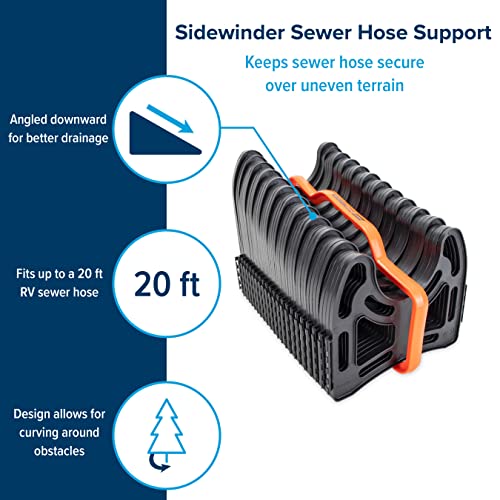 Camco 20-Foot Sidewinder RV Sewer Hose Support | Features a Lightweight, Flexible, and Durable Frame | Curves Around Obstacles | Black (43051)