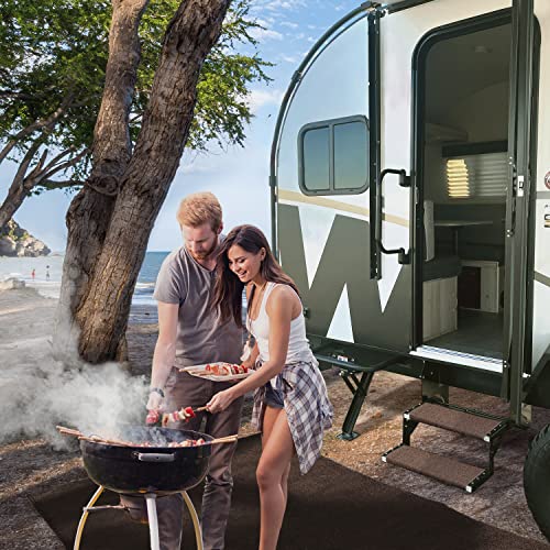 Prest-O-Fit 2-1070 Wraparound + Plus RV Step Rug Espresso Brown 20 In. Wide