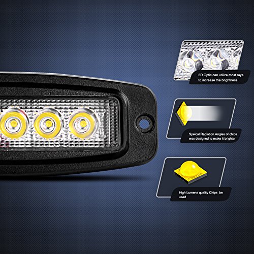 Nilight NI-28E-18W LED Work Light 2PCS 18W Spot LED Light Bar Driving Lights Off Road LED Lights Flush Mount for Jeep Truck,2 Years Warranty