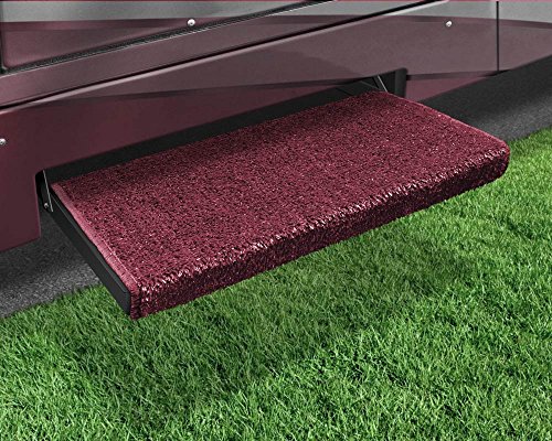 Prest-O-Fit 2-1054 Jumbo Wraparound + Plus RV Step Rug Burgundy Wine 23 In. Wide