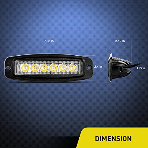Nilight NI-28E-18W LED Work Light 2PCS 18W Spot LED Light Bar Driving Lights Off Road LED Lights Flush Mount for Jeep Truck,2 Years Warranty