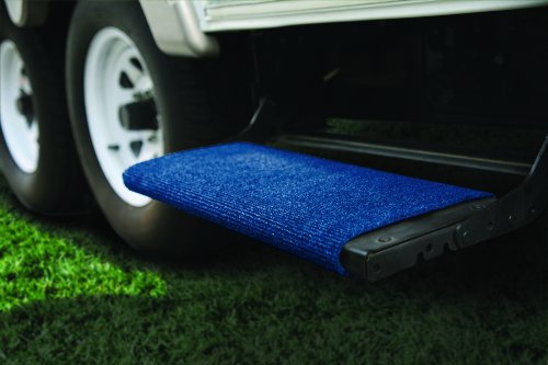 Camco Wrap Around Step Rug- Protects Your RV from Unwanted Tracked in Dirt, Works on Electrical and Manual RV Steps - Extra Large (Blue) (42934)