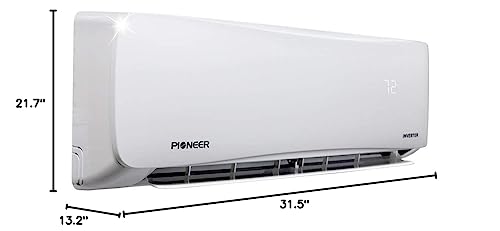 PIONEER Air Conditioner WYS012GMFI22RL Wall Mount Ductless Inverter+ Mini Split Heat Pump, 12000 BTU-208/230 V, White