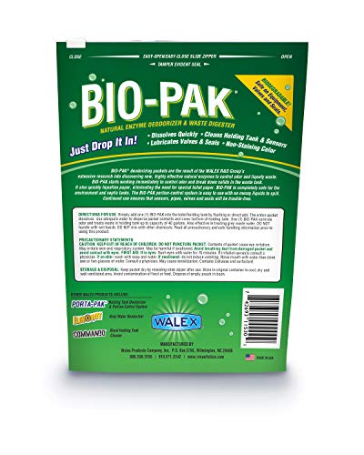 Walex Bio-Pak RV Black Holding Tank Deodorizer and Digester, Natural Enzyme Formula, Alpine Fresh 10-Pack