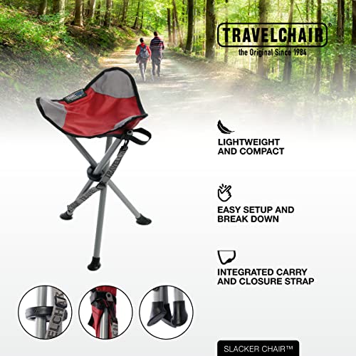 TravelChair Slacker Chair, Portable Tripod Chair for Outdoor Adventures, Red, One Size (1389VR)