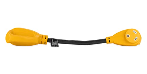 Camco Heavy-Duty Electrical Dogbone Adapter, 50 Amp Male to 30 Amp Female, 18 Inches (55175),Black