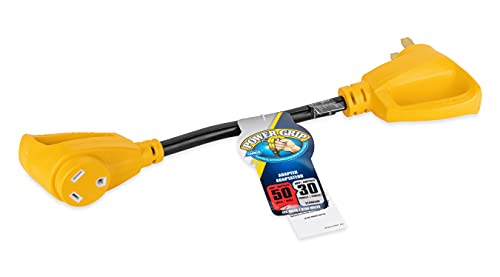 Camco Heavy-Duty Electrical Dogbone Adapter, 50 Amp Male to 30 Amp Female, 18 Inches (55175),Black