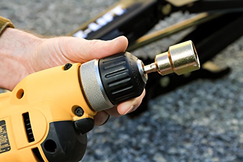 Camco RV Leveling Scissor Jack Socket Drill Adapter With 1/4" Quick Connect Shank, Works With All 3/4" Hex Drive Jacks - 48865