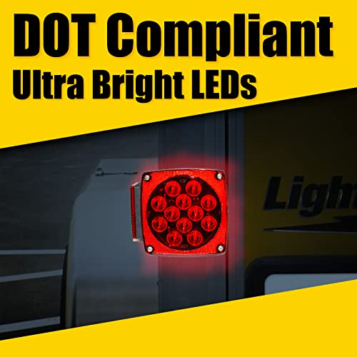 MaxxHaul 70205 Trailer Light Kit - 12V All LED , Left and Right Waterproof Submersible for Trailers, Boat Trailer Truck Marine Camper RV Snowmobile