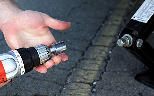 Camco RV Leveling Scissor Jack Socket Drill Adapter, Fits 3/8" and 1/2" Power Drills, Works With All 3/4" Hex Drive Jacks (57363), Silver