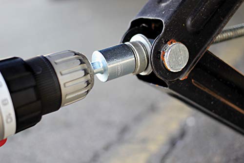 Camco RV Leveling Scissor Jack Socket Drill Adapter, Fits 3/8" and 1/2" Power Drills, Works With All 3/4" Hex Drive Jacks (57363), Silver