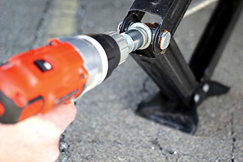 Camco RV Leveling Scissor Jack Socket Drill Adapter, Fits 3/8" and 1/2" Power Drills, Works With All 3/4" Hex Drive Jacks (57363), Silver