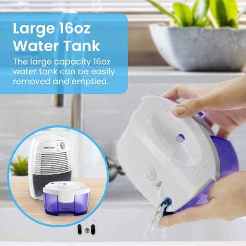 Pro Breeze Portable Dehumidifier, 225 sq ft Closet Dehumidifiers for Home, Mini Dehumidifiers for Room 16oz Tank Removes Humidity Bathroom Dehumidifier Small Dehumidifier for Bedroom, RV, Basement