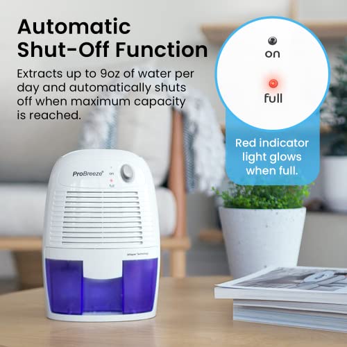 Pro Breeze Portable Dehumidifier, 225 sq ft Closet Dehumidifiers for Home, Mini Dehumidifiers for Room 16oz Tank Removes Humidity Bathroom Dehumidifier Small Dehumidifier for Bedroom, RV, Basement
