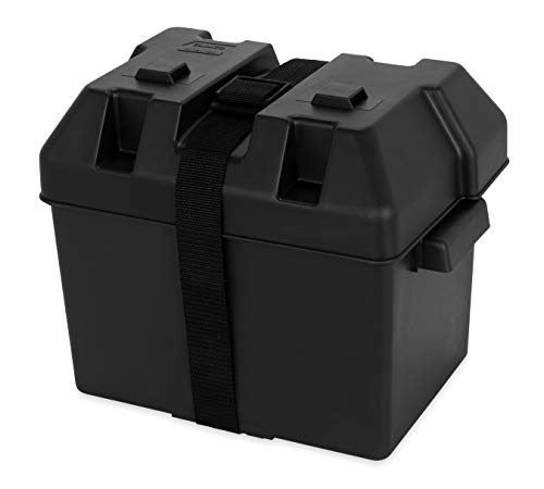 Camco Heavy Duty Battery Box with Straps and Hardware - Group 24 |Safely Stores RV, Automotive, and Marine Batteries |Durable Anti-Corrosion Material | Measures 7-1/4" x 10-3/4" x 8" | (55362)
