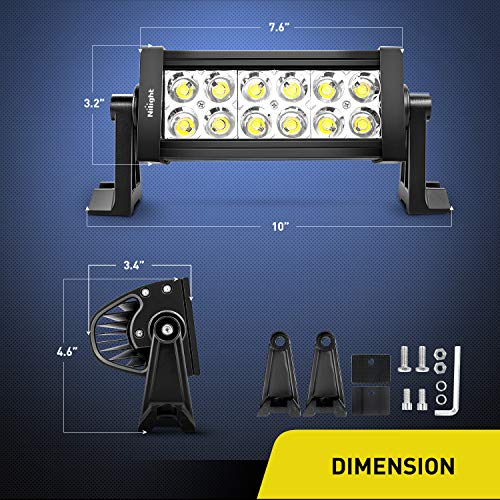 Nilight - 10001S-A 36W LED Light Bar Spot LED Lights Led Bar Driving Fog Lights Jeep Off Road Lights, 2 Years Warranty