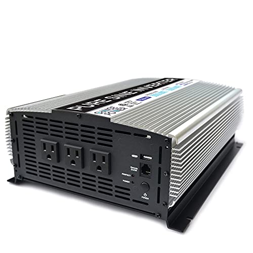 GoWISE Power PS1004 3000W Continuous 6000W Surge Peak Power Pure Sine Wave Inverter with Starter Cables and 4 Output Sockets, Updated Model, Grey, Standard