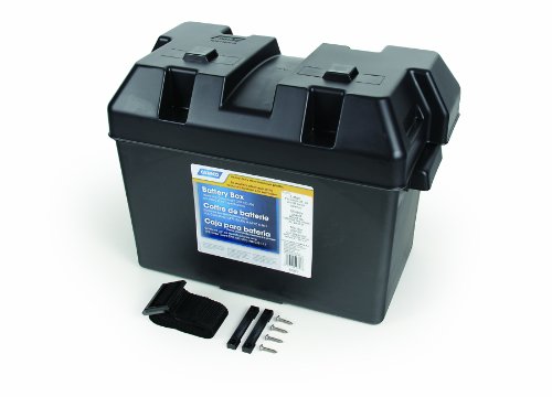 Camco Large Battery Box with Straps and Hardware - Group 27, 30, 31 |Safely Stores RV, Automotive, and Marine Batteries | Measures Inside 7-1/4" x 13-1/4" x 8-5/8" | (55372)
