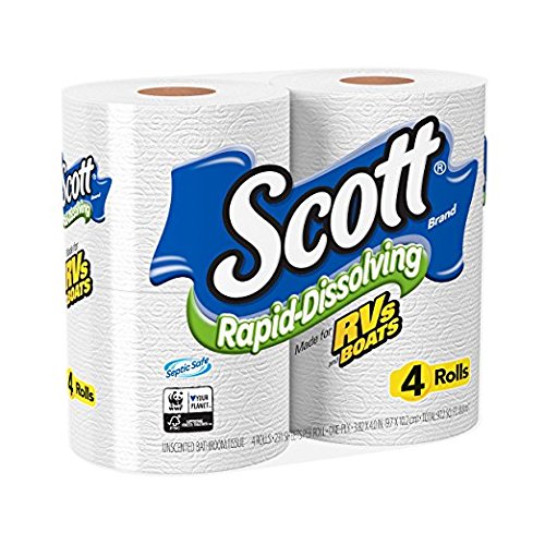 Scott Rapid-Dissolving Toilet Paper, Bath Tissue for RV & Boats , 4ct packs X 12= 48 rolls