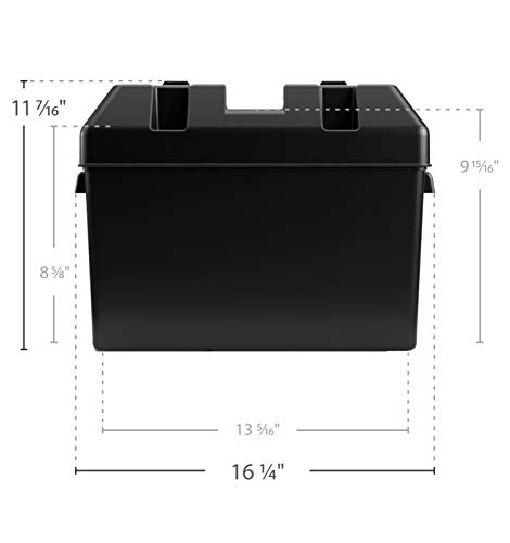 Camco Large Battery Box with Straps and Hardware - Group 27, 30, 31 |Safely Stores RV, Automotive, and Marine Batteries | Measures Inside 7-1/4" x 13-1/4" x 8-5/8" | (55372)