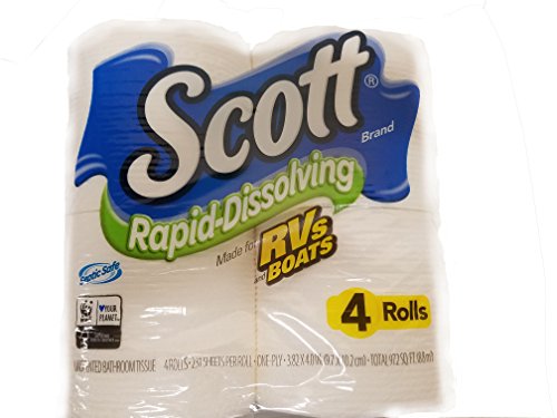 Scott Rapid-Dissolving Toilet Paper, Bath Tissue for RV & Boats , 4ct packs X 12= 48 rolls