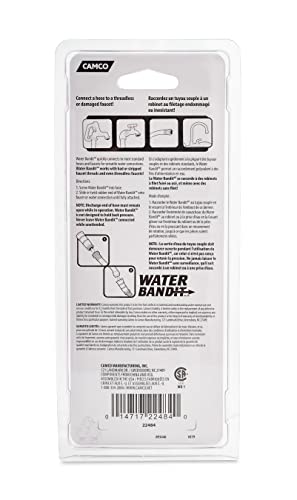 Camco Water Bandit | Features a Highly Flexible Silicone-Polymer Sleeve & ABS Male Water Hose Connection | Works with Damaged or Stripped Faucet Threads or Faucets without Threads (22484)