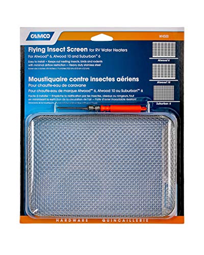 Camco Flying Insect Screen- Protects the Water Heater Vents from Flying Insect Nests, Stainless Steel Mesh, WH 500 -(42145),6" X 8.5" X 1.3" , White