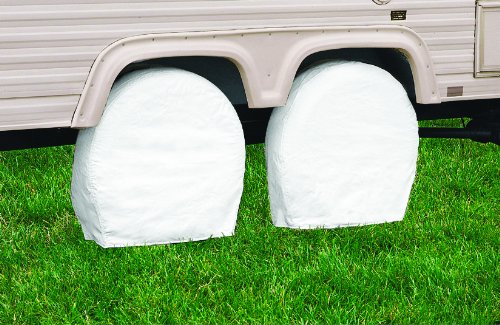 Classic Accessories Over Drive RV Wheel Covers, Wheels 18"-21" Diameter, 6.75" Tire Width, Snow White, Breathable Polyester Fabric, Universal, Anti-Slip, Durable