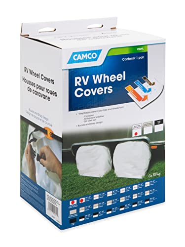 Camco 45321 Vinyl Wheel & Tire Protector, 2 pack (24 inches-26 inches , White)