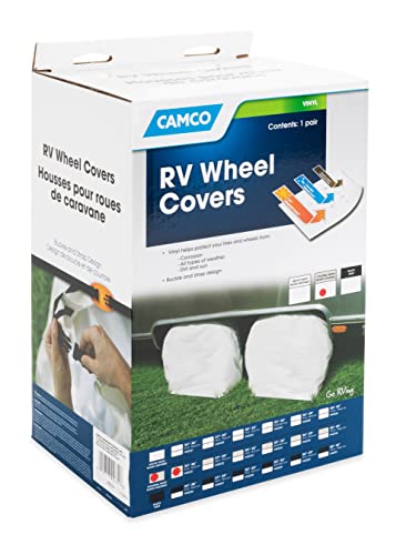 Camco 45331 Vinyl Wheel & Tire Protector, 2 pack (24 inches - 26 inches , off-white)