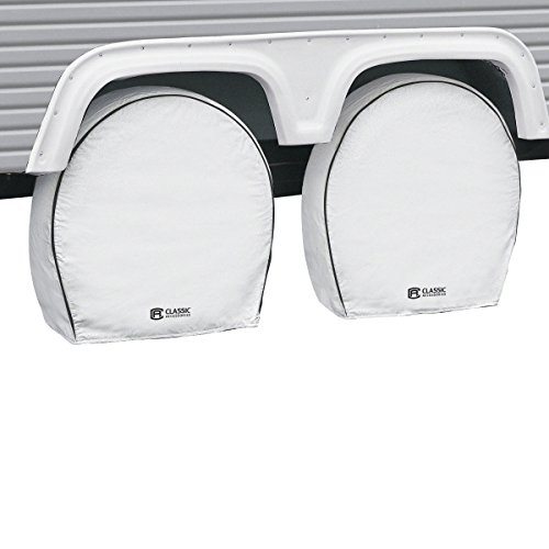 Classic Accessories Over Drive Deluxe RV Wheel Cover, Wheels 21"-24" Diameter, White, Motorhome Trailer Camper Van, Heavy-Duty Vinyl, Universal Fit, Camper Travel Trailer Accessories