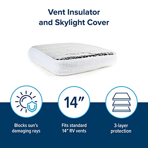 Camco RV Vent Insulator and Skylight Cover with Reflective Surface, Fits Standard 14 x 14 Inch RV Vents (45192)